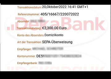 Screenshot einer betrügerischen Nachricht