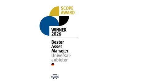 Signet der Scope Awards 2026 für den besten Asset Manager Universalannbieter
