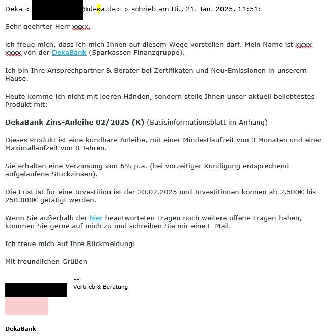 Screenshot einer betrügerischen Nachricht