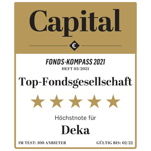 Beim 19. Capital-Fonds-Kompass hat die Deka wieder die Höchstwertung von 5 Sternen erhalten. 