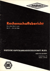 Titelblatt des ersten Rechenschaftsberichts des DekaFonds I von 1956