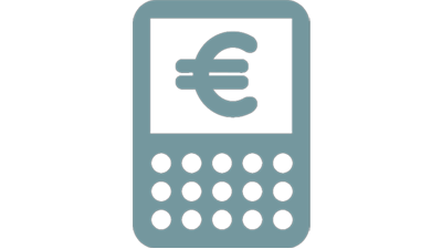 Taschenrechner mit großem Eurozeichen auf Display