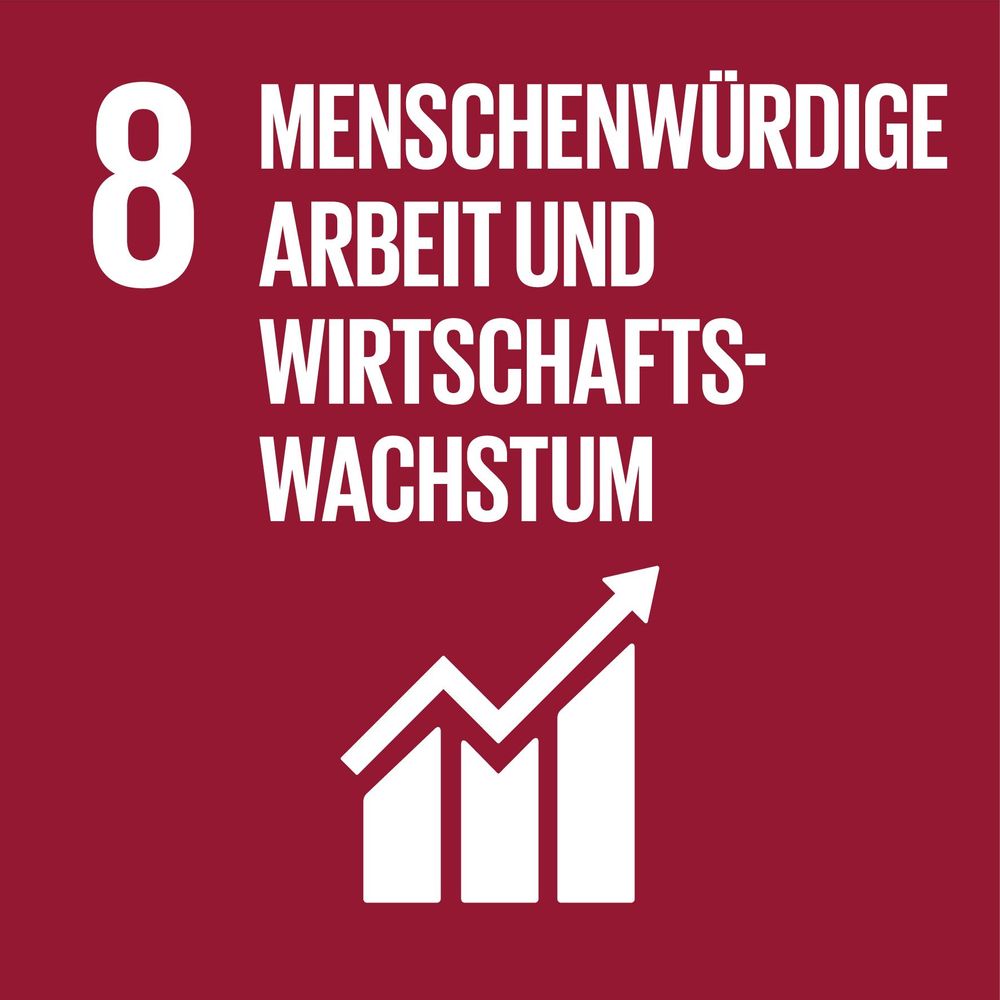 Icon UN-Nachhaltigkeitsziel 8. Menschenwürdige Arbeit und Wirtschaftswachstum